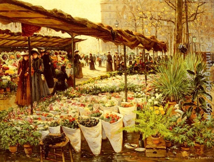 Theodor von Hoermann Marche Aux Fleurs A La Madeleine